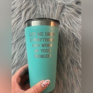 Teal Tumbler with Silver Text